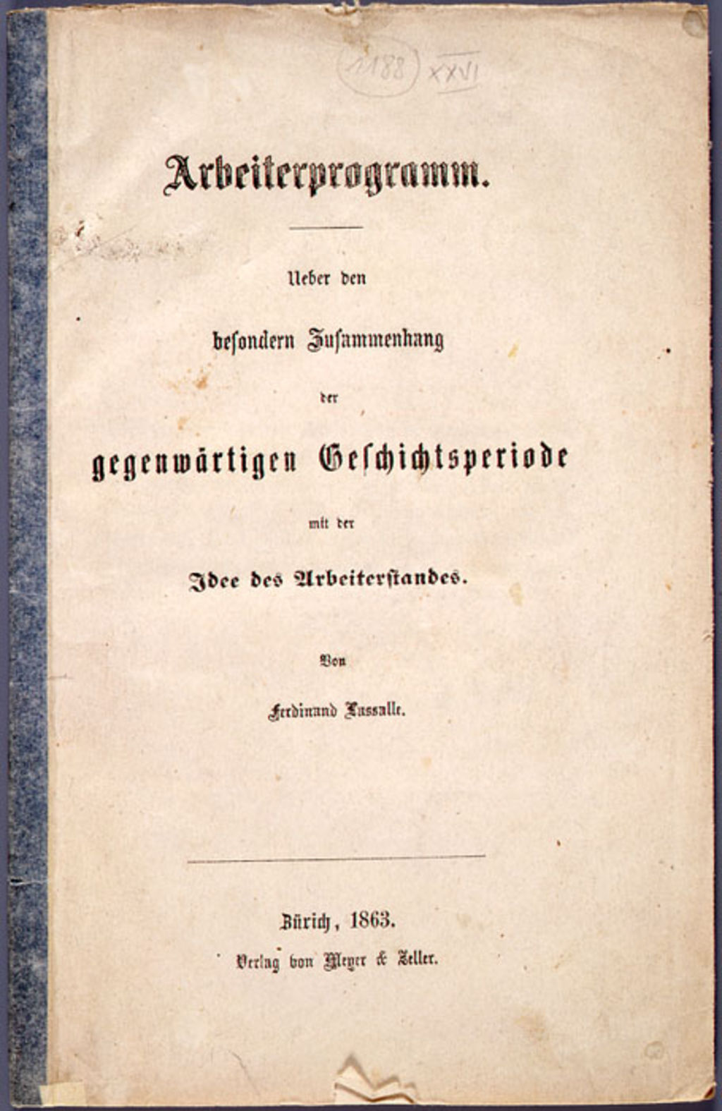 Druckschrift: Ferdinand Lassalle, "Arbeiterprogramm", 1863