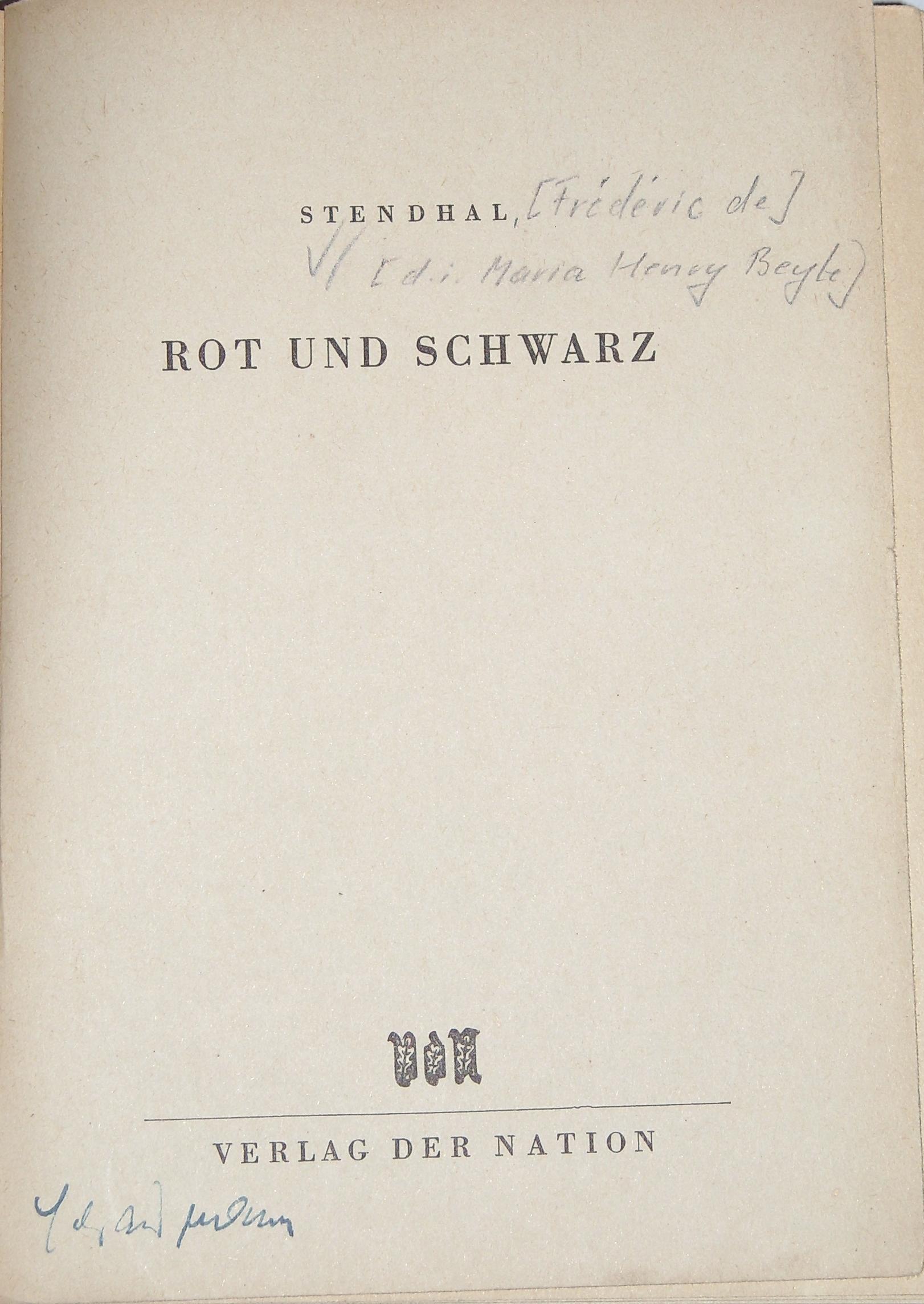 [Druckgut: Stendhal, "Rot und Schwarz"]