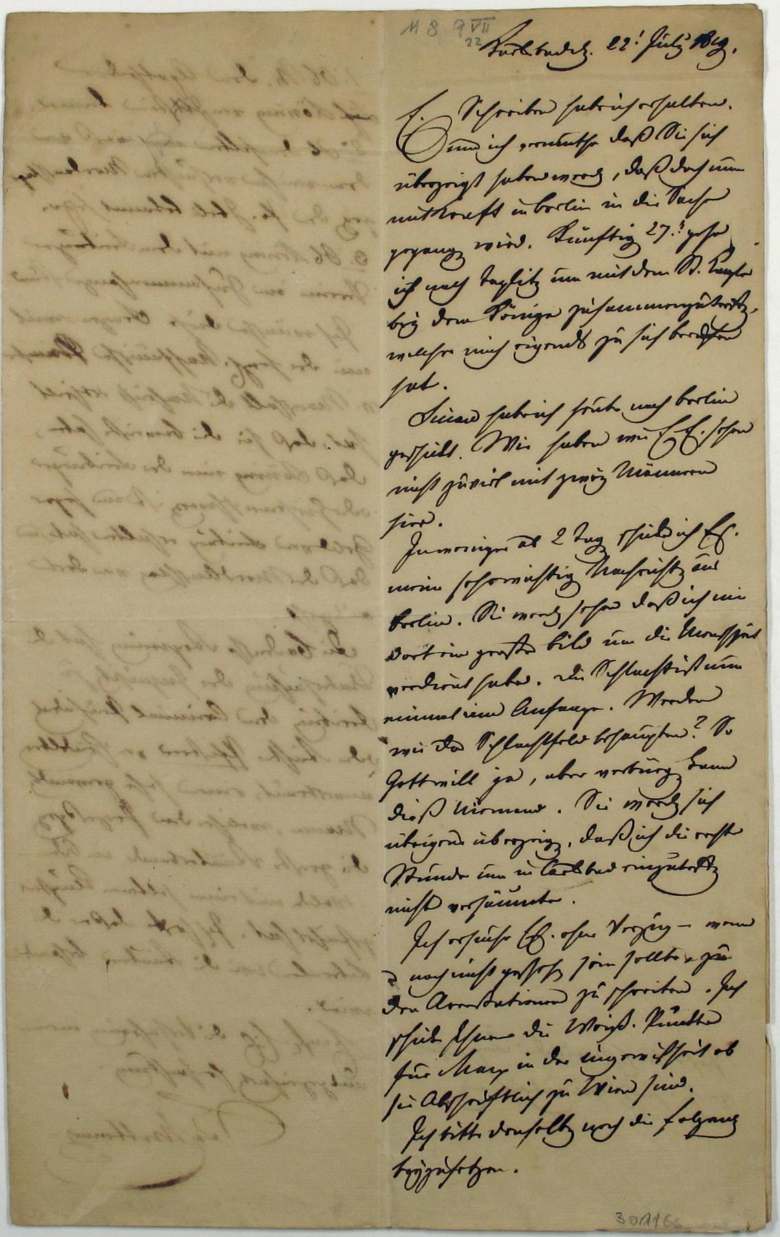 [Dokument: Brief Metternichs über das geplante Treffen mit dem König von Preußen in Teplitz]
