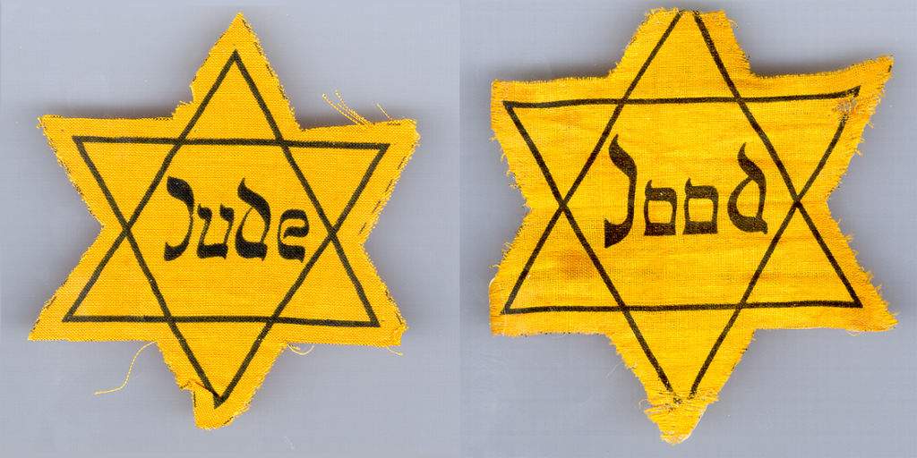 Gelbe Sterne  mit Aufdruck "Jude" und Jood", 1941/45
