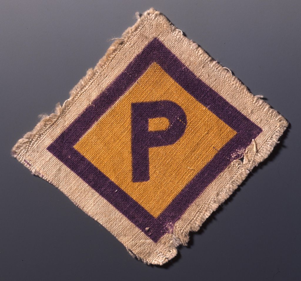 Textil: Abzeichen polnischer Zwangsarbeiter, 1940/1945