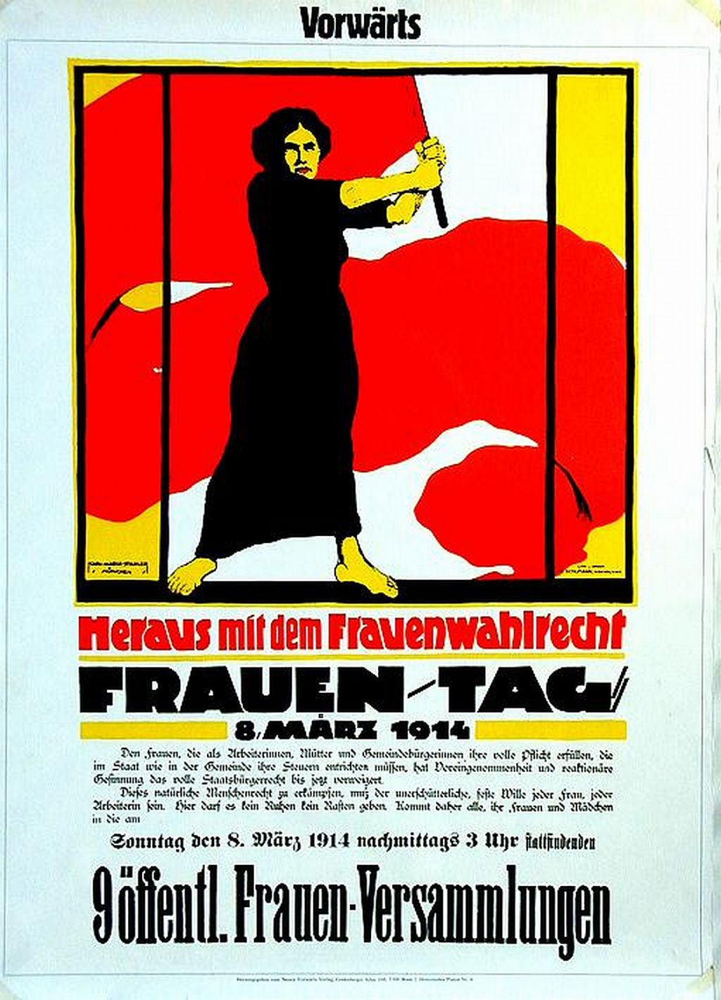 Plakat zum Internationalen Frauentag am 8. März 1914