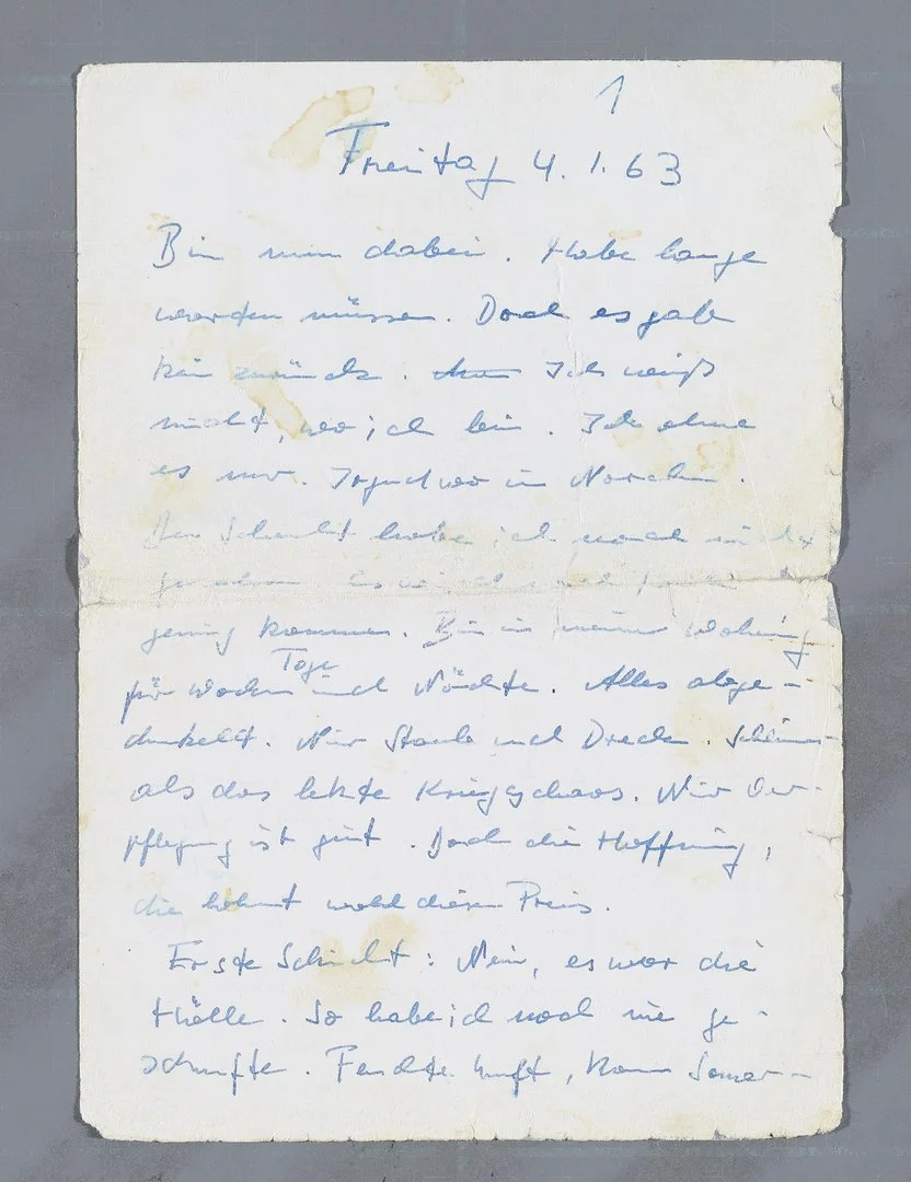 Seite des Tagebuchs von Peter Rutzen mit dem Eintrag vom 4. Januar 1963