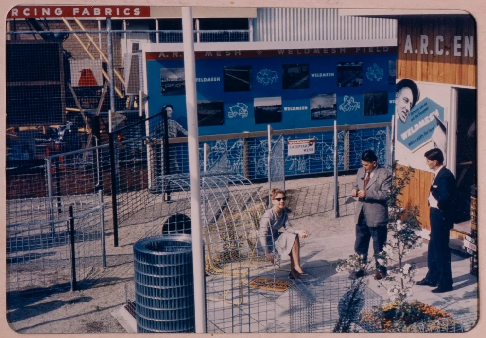 Photograph by Walter Preisser taken in the middle of a display area at the Australian Reinforcing Company