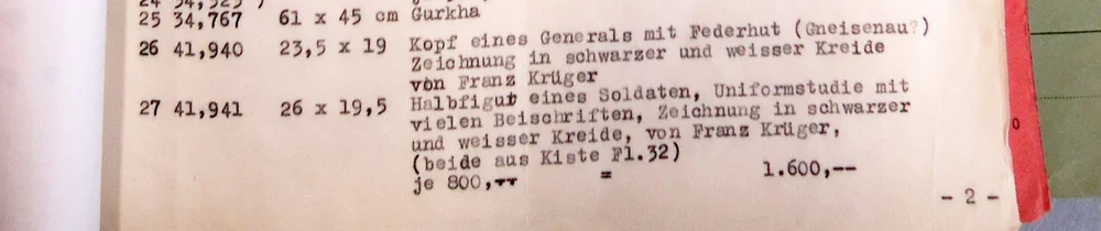 The image shows an excerpt from a typewritten list from the collection of the Berlin Zeughaus