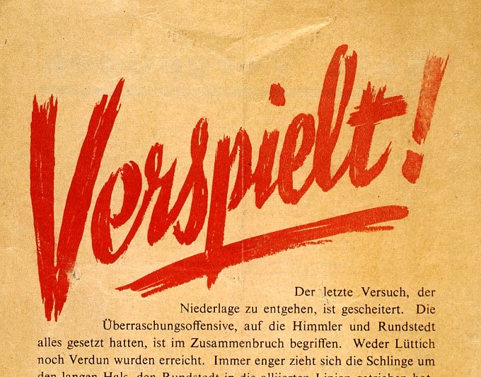 Alliiertes Flugblatt zur deutschen Ardennenoffensive, 1944
