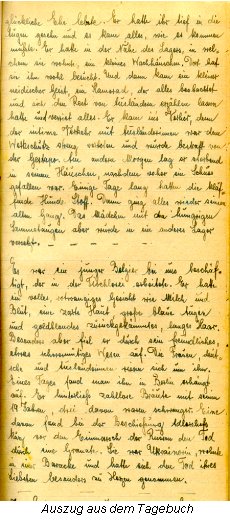 Auszug aus dem Tagebuch von Karl Deutmann