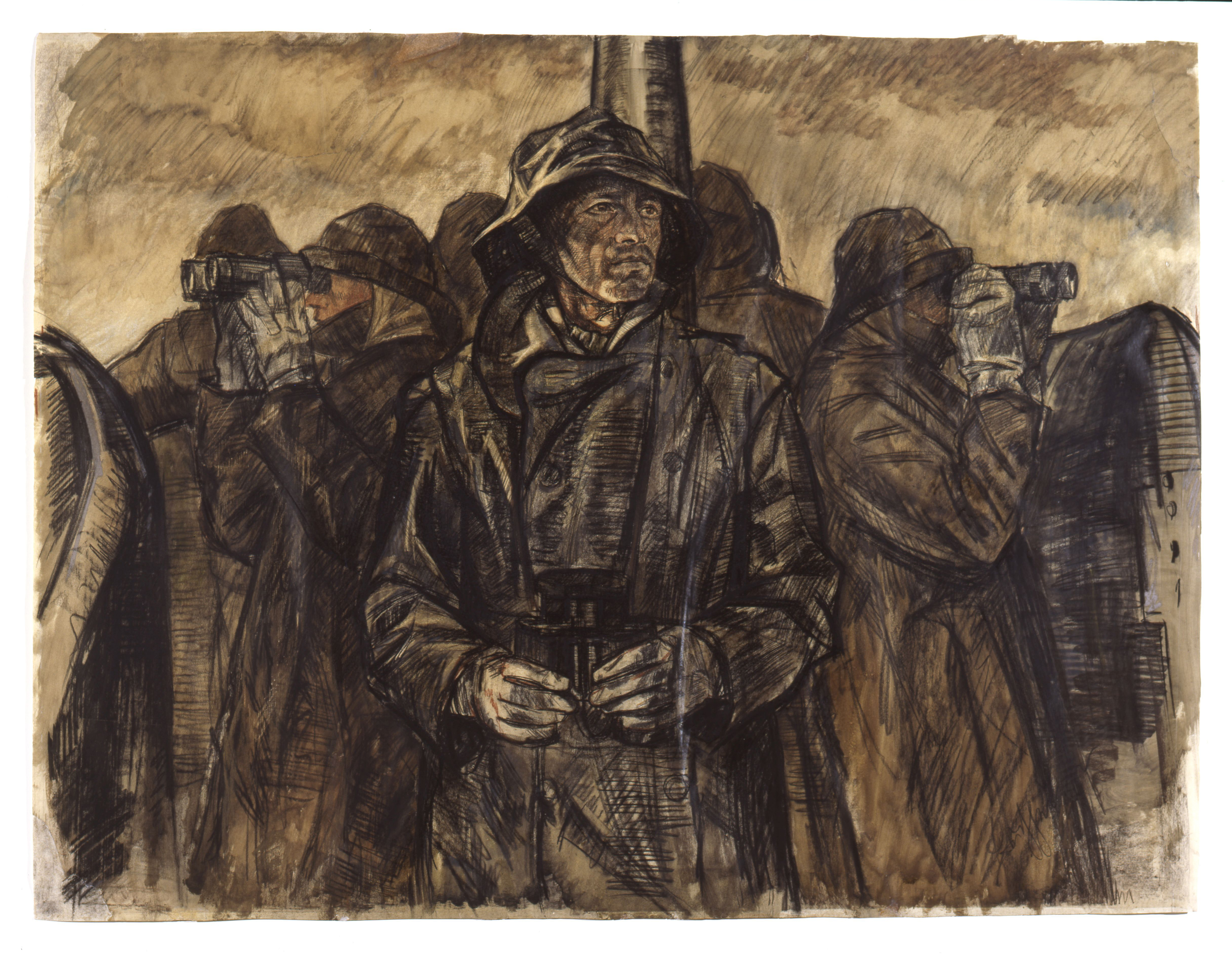 Graphik: Lothar-Günther Buchheim: Kapitänleutnant Karl Thurmann auf der U-Bootbrücke, 1941