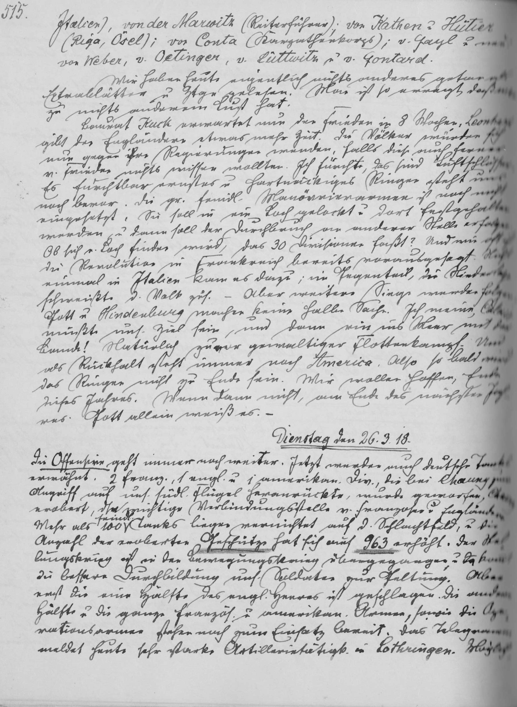 Paul Thomaschki: Tagebuchseite, März 1918