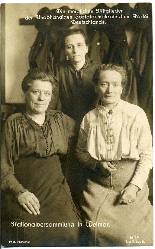 Luise Zietz, Lore Agnes und Anna Hübler - die weiblichen Mitglieder der USPD-Fraktion in der Nationalversammlung